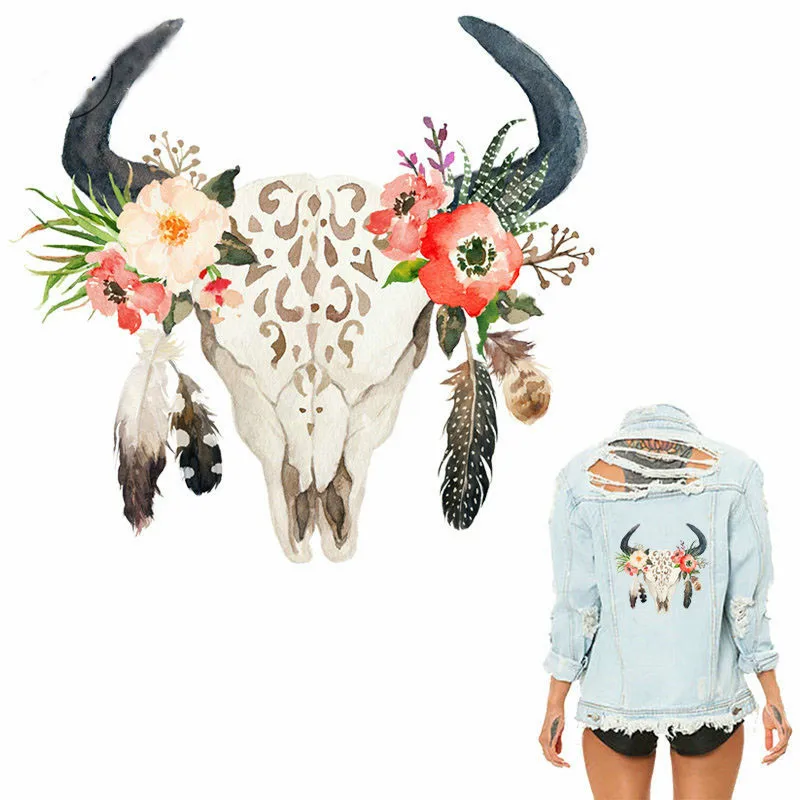 T-N Customized Cattle Cow Heat Transfer Printing Iron On Vinyl Patches Sheep For Clothes West Coast Stickers Appliques Hand DIY