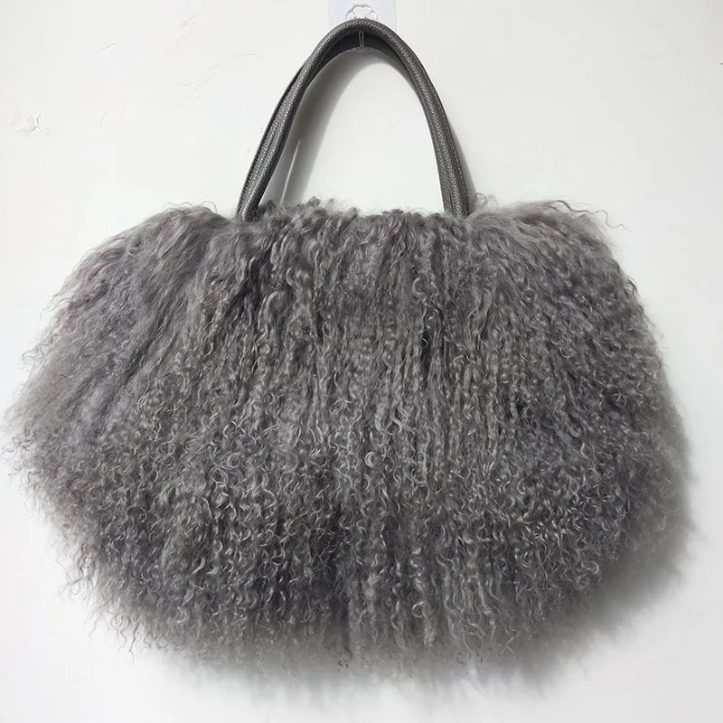 Imagem -06 - Bolsa de Pele de Cordeiro Mongol para Mulheres Tibete Casual Cabelo Longo Pele Natural Bolsa de Ombro Bolsalas Genuínas Inverno Real