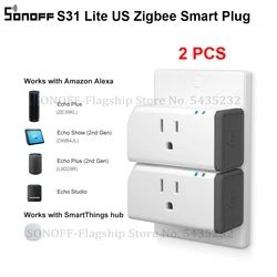 SONOFF-enchufe inteligente Itead S31 Lite US Zigbee, Control remoto por voz, interruptor de casa inteligente, funciona con Alexa SmartThings Hub, 1/2 Uds.