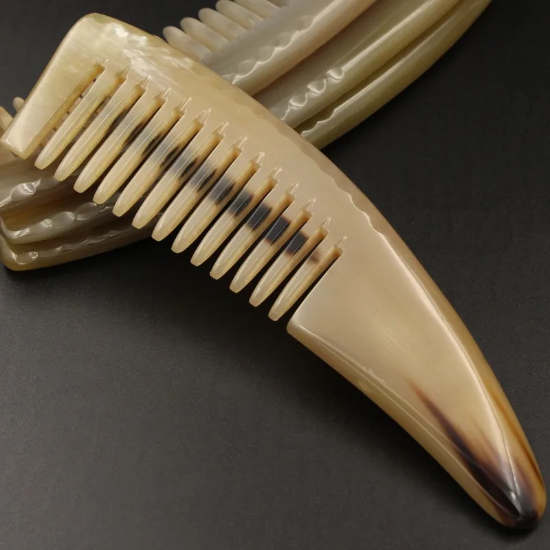 straight hair comb Hairbrush For Girl Natural Anti Static Buffalo Horn Art Comb Hair Care Massage Brush Wide Teeth Straight