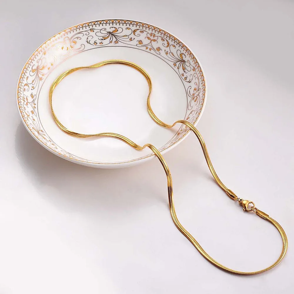 1 Stück Breite 1,5mm/2mm/2,5mm Flache Schlangenkette Halskette für Männer und Frauen Edelstahl Flache Schlangenkette Großhandel Schmuck – Detail 5