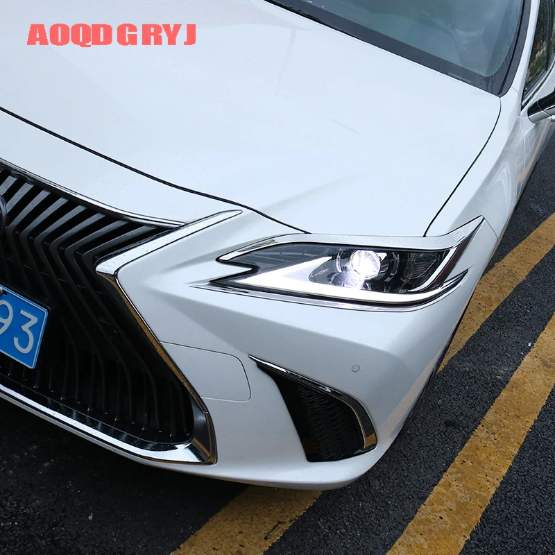 Car Styling for Lexus ES350 ES300h 2019-2025 Stainless Chrome Headlight Eyebrow Moulding Trim Strips 2pcs