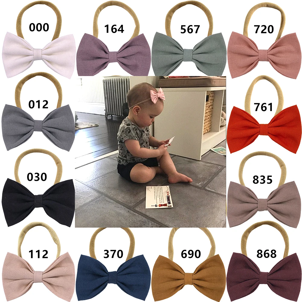 

Baby Girls Cotton fabric bow headband Hair band Toddler Kids hair bow Soft elastic headband Hairband Hair Accessories Headwear