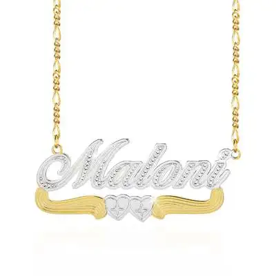 

Two Tone Name Necklace Personalized Double Plated Necklaces With Heart 18K Gold-Plate Custom Name Pendant For Women Jewelry Gift