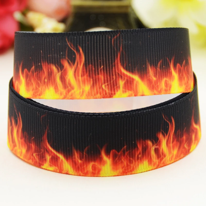 

22mm 25mm 38mm 75mm flame Cartoon printed Grosgrain Ribbon party decoration 10 Yards X-03547