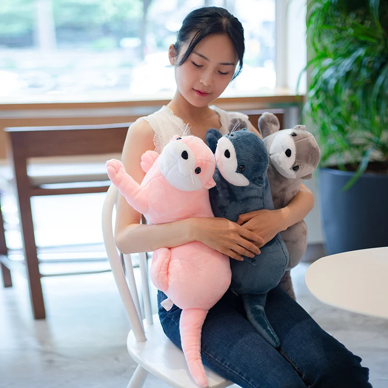 40-80cm Reallife Eurasian River Otter Plush Toy Realistic Wild Animal Stuffed Doll Soft Lovely Sloth Toys Cute Gift For Kids