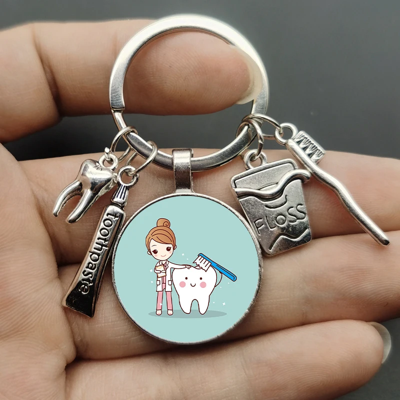 2021 new dentist dental glass keychain dental assistant gift dental care keychain.