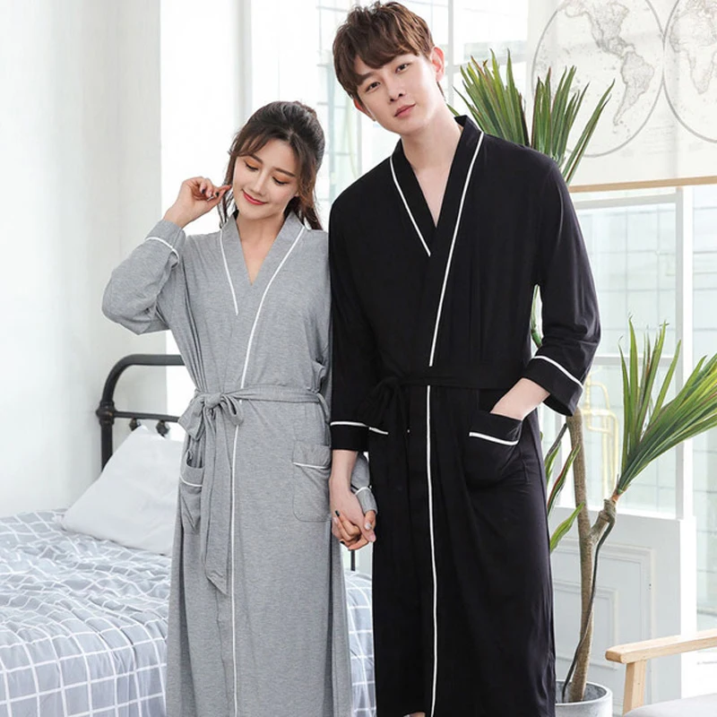 Lovers Modal robe Cotton Robe For Women And Women Solid Bamboo fiber Bathrobe Soft Ladies Casual  Sleeprobe Loose Homewear