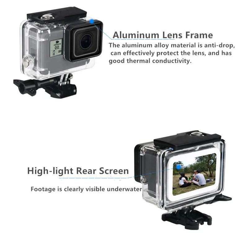 مقاوم للماء 45 متر تحت الماء الغوص واقية قذيفة الطفو Selfie عصا كومبو ل Gopro بطل 5 6 7 الأسود كاميرا الملحقات