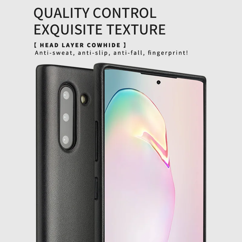 QIALINO Fashion Genuine Leather Case for Samsung Galaxy Note 10 Ultra Thin Handmade Phone Cover for Samsung Galaxy Note 10 Plus