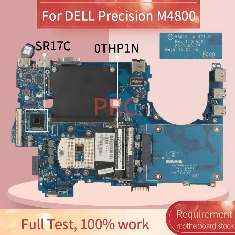 

CN-0THP1N 0THP1N For DELL Precision M4800 Notebook Motherboard LA-9771P SR17C DDR3 Mainboard