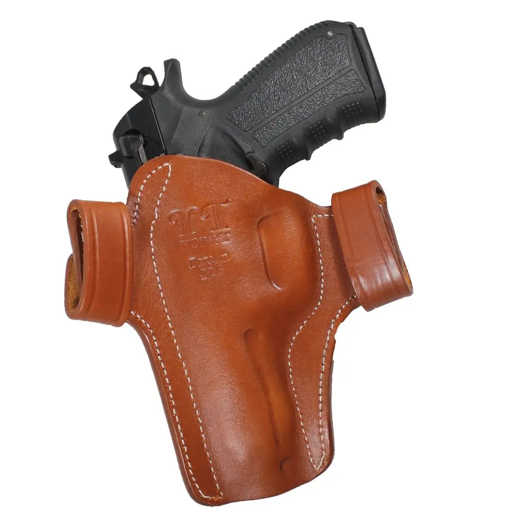 YT HOBBY S & W M & P Shield 9mm Real Leather OWB Two Belt Slots With Strap Concealed carry Handmade Pistol Gun Holster Pouch