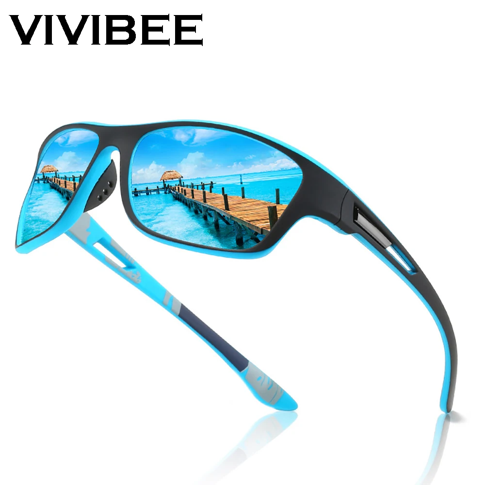 VIVIBEE Men\'s Cycling Polarized Sunglasses Mountain Hiking Goggles Sport 2024 Climbing Blue Mirror Lens Sun Glasses