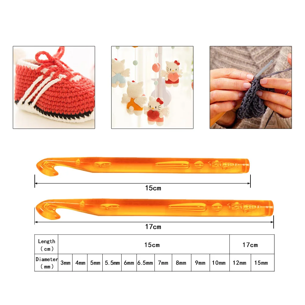 Plastic Crochet Hooks Knitting Needle Weave Craft Yarn Sewing Tools DIY Crafts Weave Knitting Tools 3/4/5/6/7/8/9/10/12/15MM