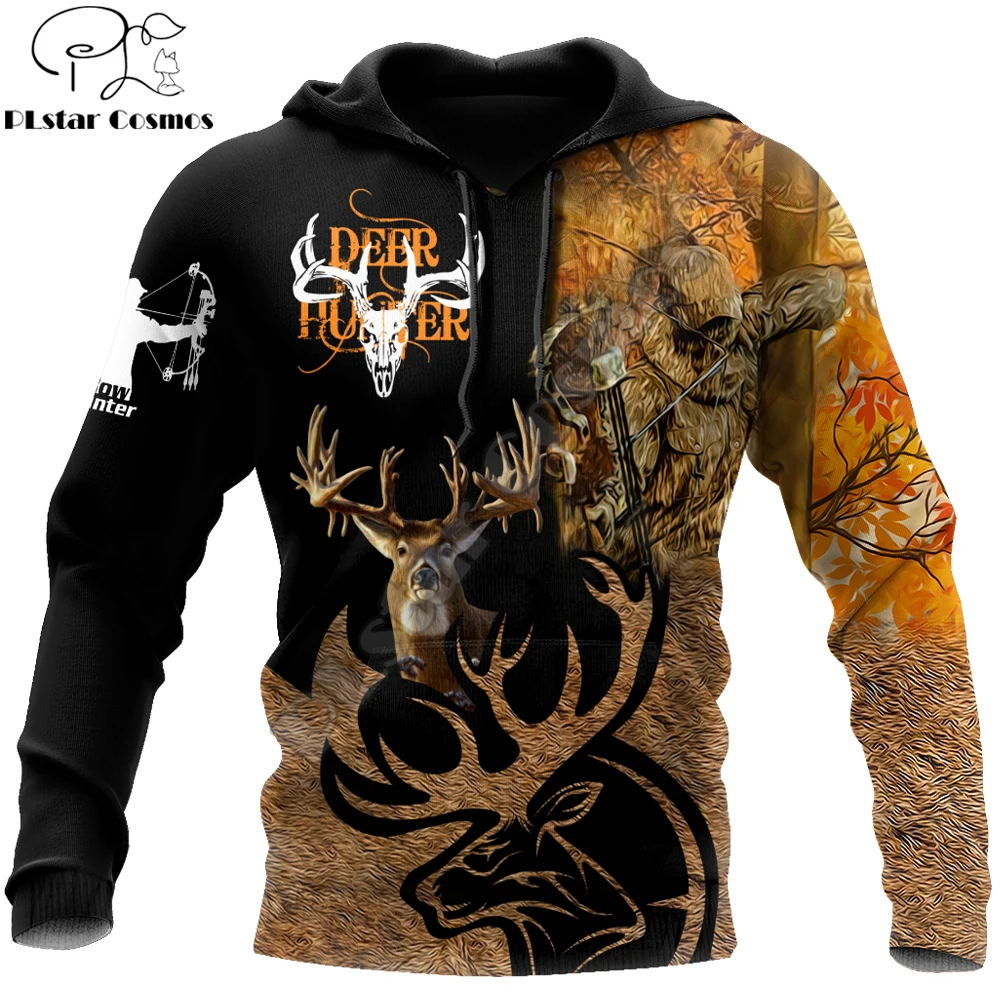 Bow Hunter Whitetail Deer 3D All Over Stampato Felpa con cappuccio da uomo Unisex Deluxe Felpe con zip Pullover Giacca casual Tuta KJ372