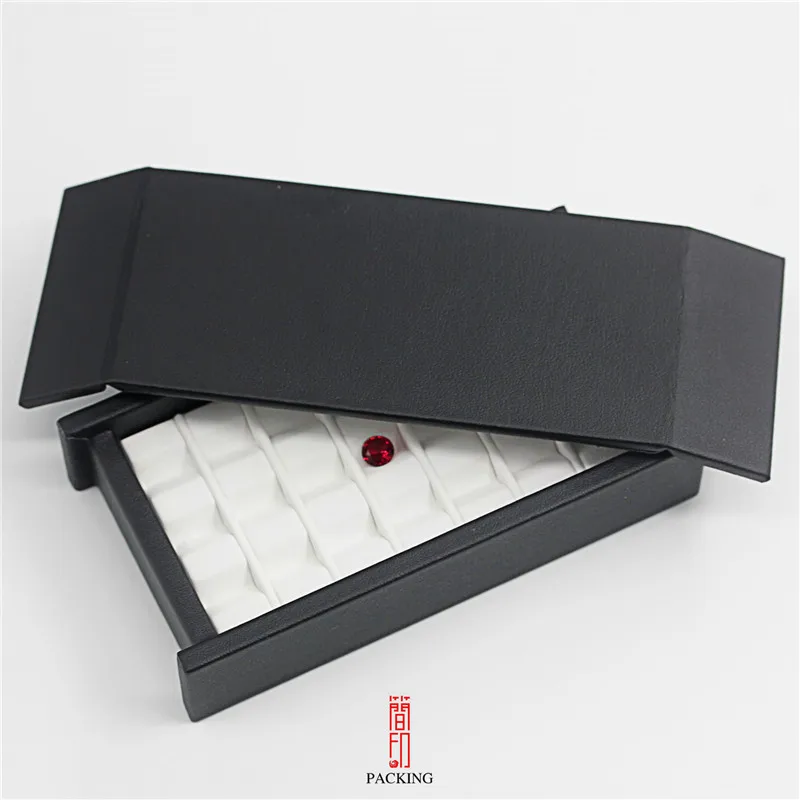 Wholesale large multi-digit gem storage box, Diamond display box, V Groove colorful gems Box，PortableGem Display Tray with Lid