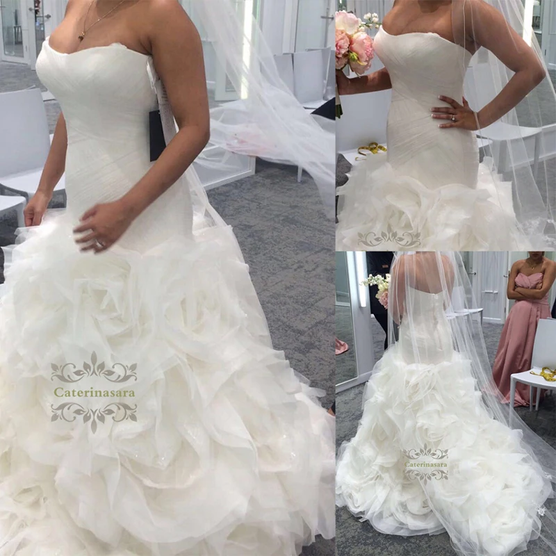 Sayang Putri Duyung Gaun Vestidos De Novia Putih/Gading Tulle Ruffledcustomized Gaun Pengantin Pernikahan Gaun