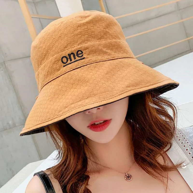 Women Summer Double-Sided Wear Bucket Hat Wide Brim Outdoor Fordable Flat Top Panama Fishermen Cap Lady Travel Beach Visor Hats