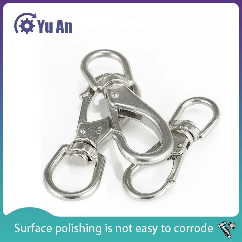 304 Stainless Steel Universal Hook Rotating Ring Chain Buckle Universal Spring Buckle Dog Chain Fitting Joint  1Pcs
