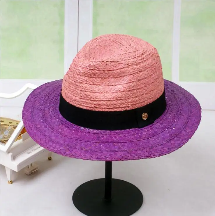 

2024 summer patchwork fedora hats for women paper straw women's hats popular cool nice beautiful high quality paper straw hats