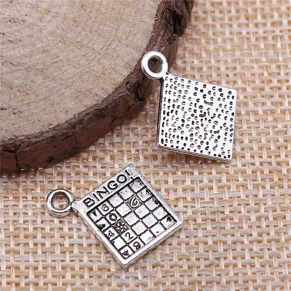 72pcs 15x17mm antique silver BINGO! Minesweeper game charms diy retro jewelry fit Earring keychain hair card pendant