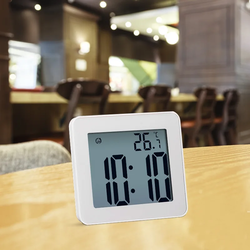 Nowe cyfrowe zegary łazienkowe proste LCD budzik elektroniczny zegarki wodoodporne temperatura łazienka budzik wiszący zegar