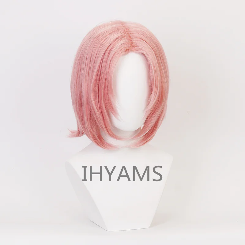 Haruno Sakura Short Pink Styled Heat Resistant Synthetic Hair Cosplay Wig + Black/Red /Blue Ribbon (choice) + Wig Cap