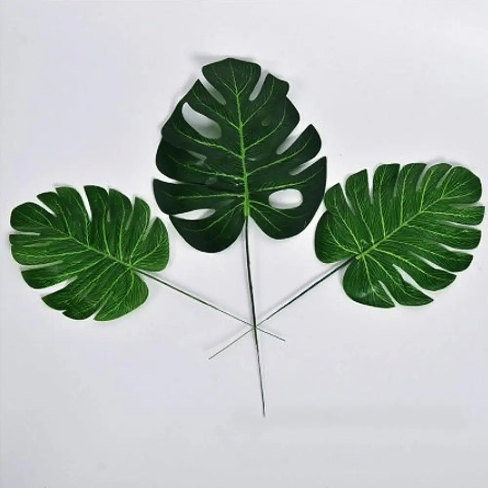 Hojas artificiales tropicales de Monstera, decoración de mesa para boda, fiesta, hogar, 2 uds.