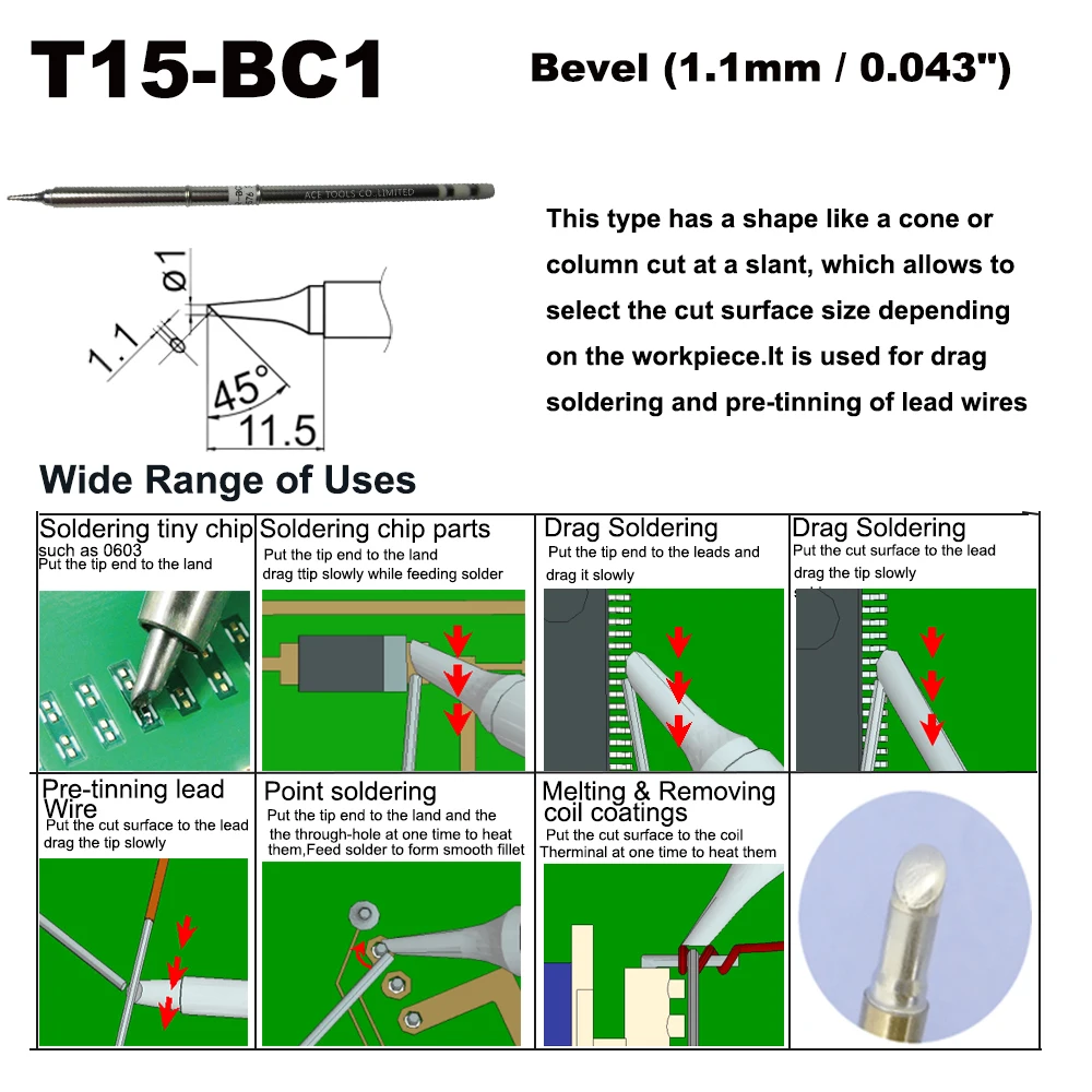 5 PCS T15-BC1 Penggantian Solder Tips untuk HAKKO FM-203 FM-204 FM-206 FX-951 FX-950 FX-952 FX-9501 FM-2028 FM-2027 FM-2021