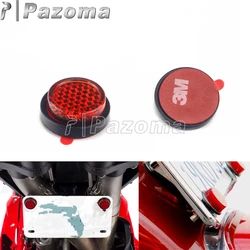 2pcs Universal Motorcycle License Plate Rear Reflector 3M Self Adhesive Motorbike Number Plate Red Reflectors Plastic Sticker