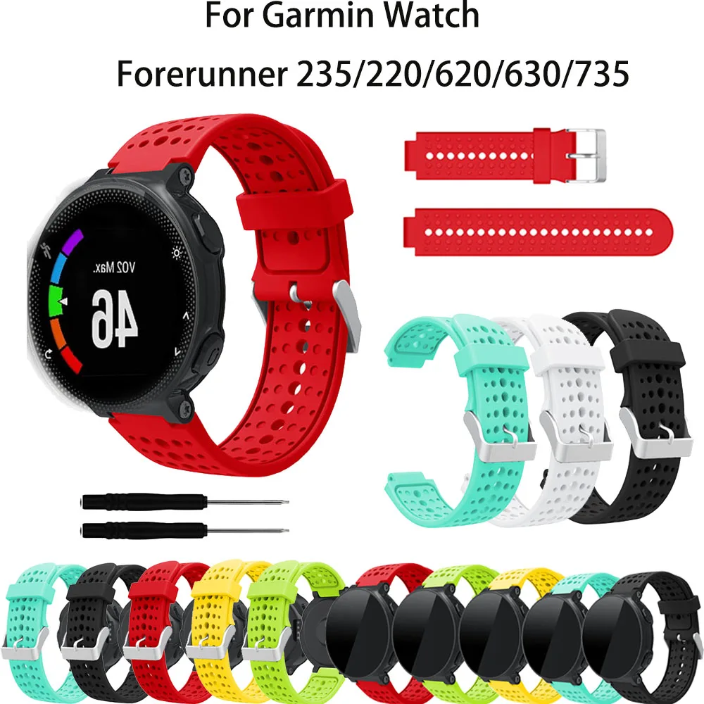 Soft Silicone Replacement Wrist Band Strap with tool set for Garmin Forerunner 220 230 235 630 620 735 Approach S20 S5 S6 Watch