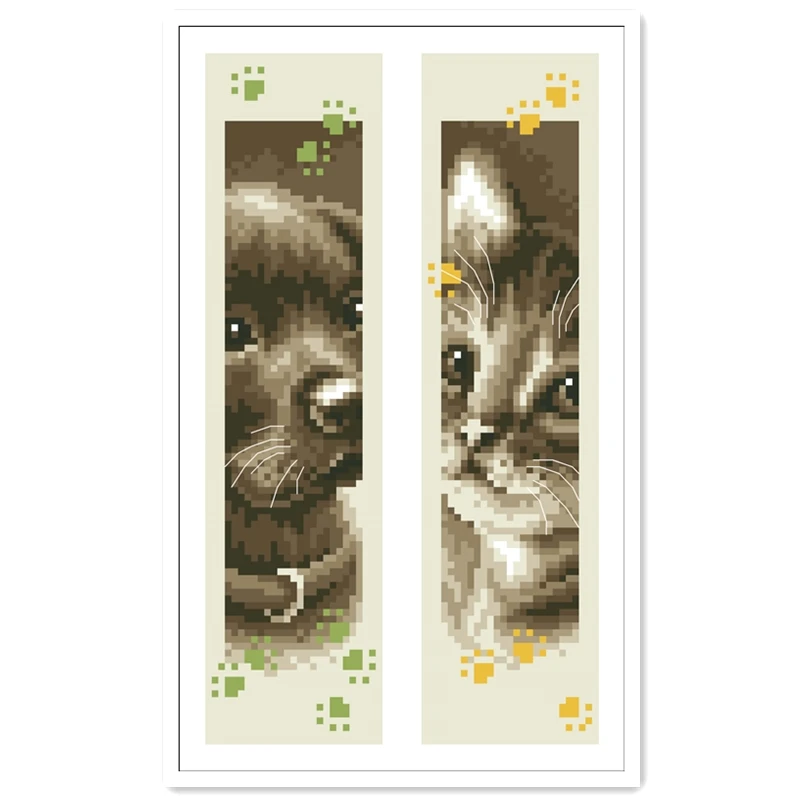 Tiger dogs  patterns on both sides  bookmarks cross stitch kit counted 18ct 14ct Plastic Fabric needlework embroidery Craft kit