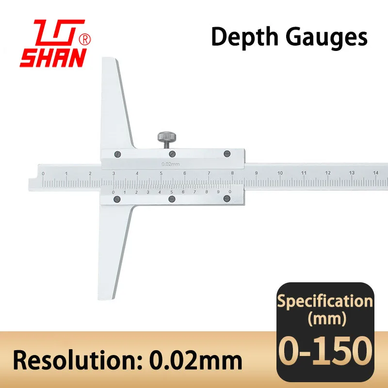 Jauge de profondeur à pied à coulisse en acier inoxydable, outil de mesure de profondeur à haute précision, résolution de 150mm, 0-0.02mm