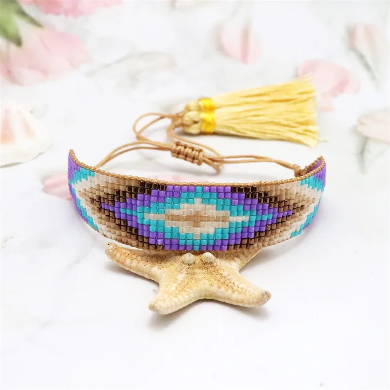 ZHONGVI الشر سوار بحليات العين الزرقاء ميوكي الخرز أساور للنساء 2021 اليدوية تلوح في الأفق المنسوجة شرابة الأساور والمجوهرات بالجملة #2