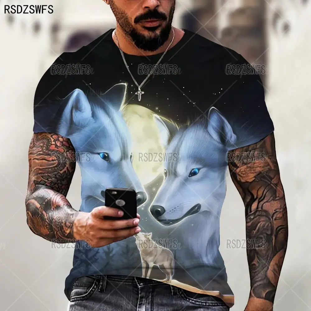 Lovers Wolf Printed T Shirts Men 3D T-shirts Drop Ship Top Tee Short Sleeve Camiseta Round Neck Tshirt Fashion Casual Brand