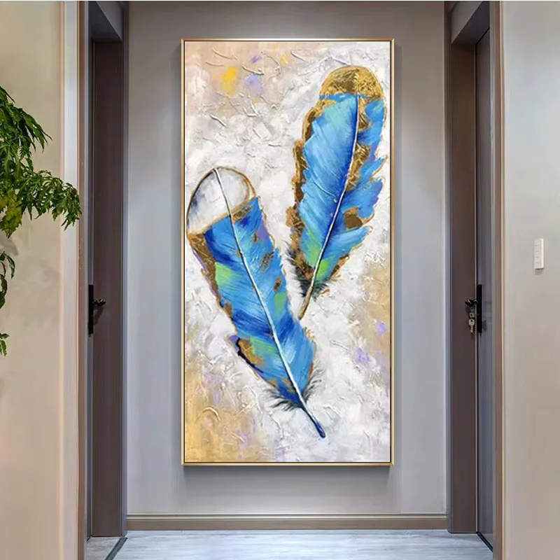 

100% Hand Painted Handmade Oil Paintins Modern Landscape Feather Abstract Wall Art Room Wall Pictures Christmas Gift Large Size