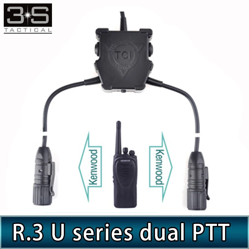 R.3 U series dual PTT Kenwood Headset Accessories Airsoft Connector Simultaneous Connection Of Two Walkie-talkie