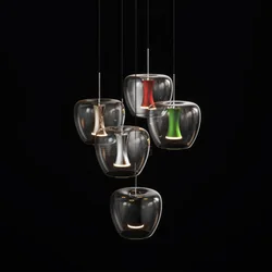 Nordic Modern Minimalist Light Luxury Gold/Black/Red/Green Apple Living Room Bedroom Restaurant Hotel LED Glass Pendant Lamps