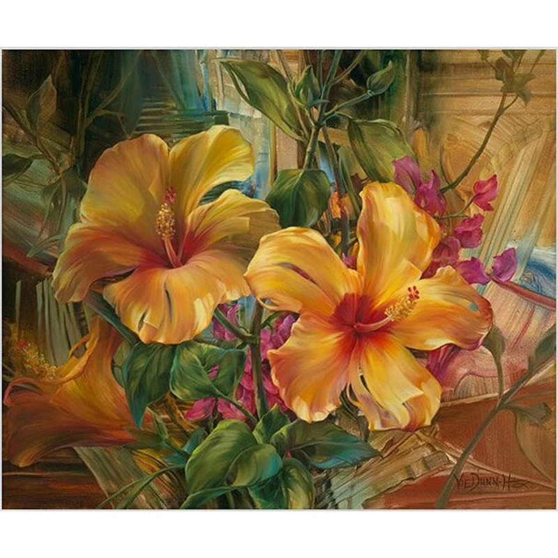 Oil Painting On Canvas Trumpet flower DIY Craft Kits For Adults Frame 40x50 Picture By Number Color Drawing Home Decoration Art