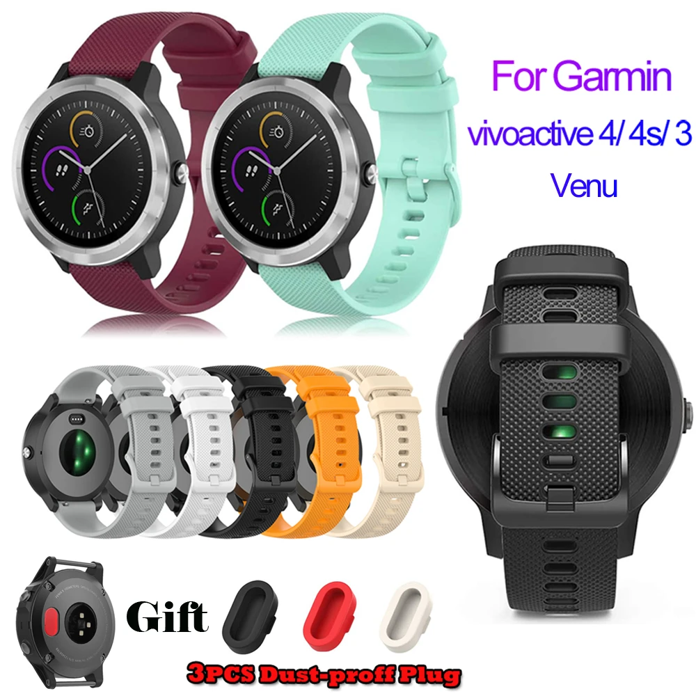 Replacement Wrist Strap For Garmin Vivoactive 4S 4 Band Silicone  Watch Strap For Garmin Vivoactive 3 Venu With Dustproof Plug