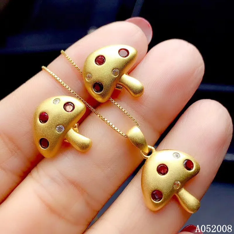 

KJJEAXCMY fine jewelry 925 sterling silver natural garnet luxury ladies mushroom suit support testing