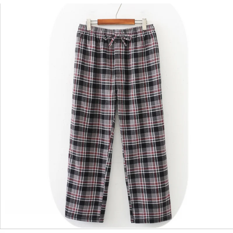 2024 Spring Autumn Men 100% Cotton Sleep Pants Male Top Quality Loungewear Trousers Men\'s Plus Size Casual Plaid Home Pants