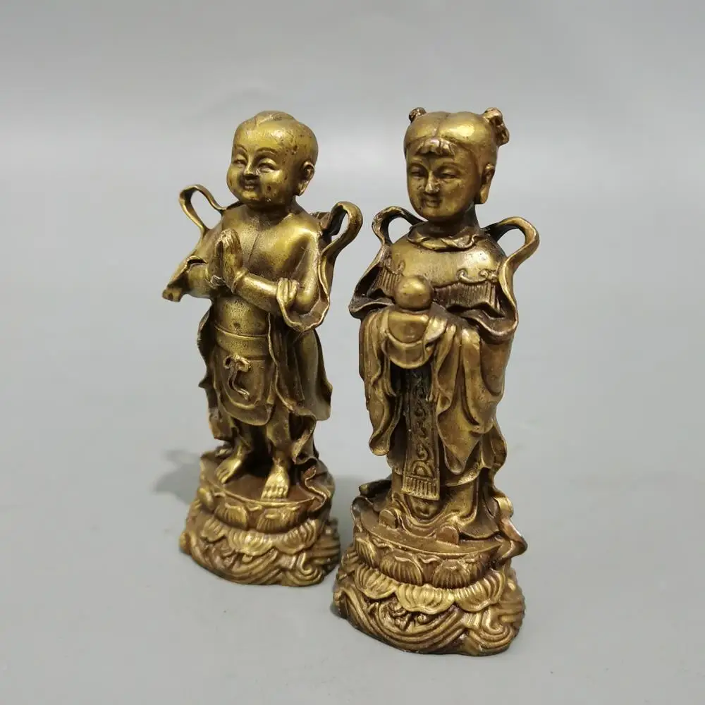 CHINA antique brass fengshui Taoist master small Statue Metal crafts family decorations statue