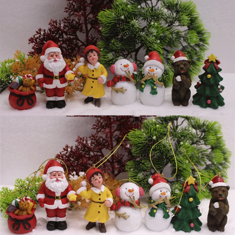 New Resin Christmas Snowman Santa Claus Ornaments Micro Landscape Fairy Garden Decor DIY Home Decoration Resin Craft Gift