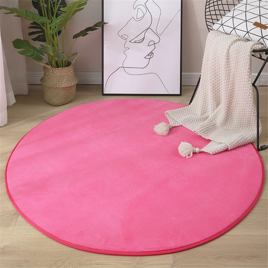 

Newest Round Coral Velvet Carpet Color Water Absorption Sofa Carpet Memory Foam For Bedroom Living Room Kids Climbing Yoga Mats