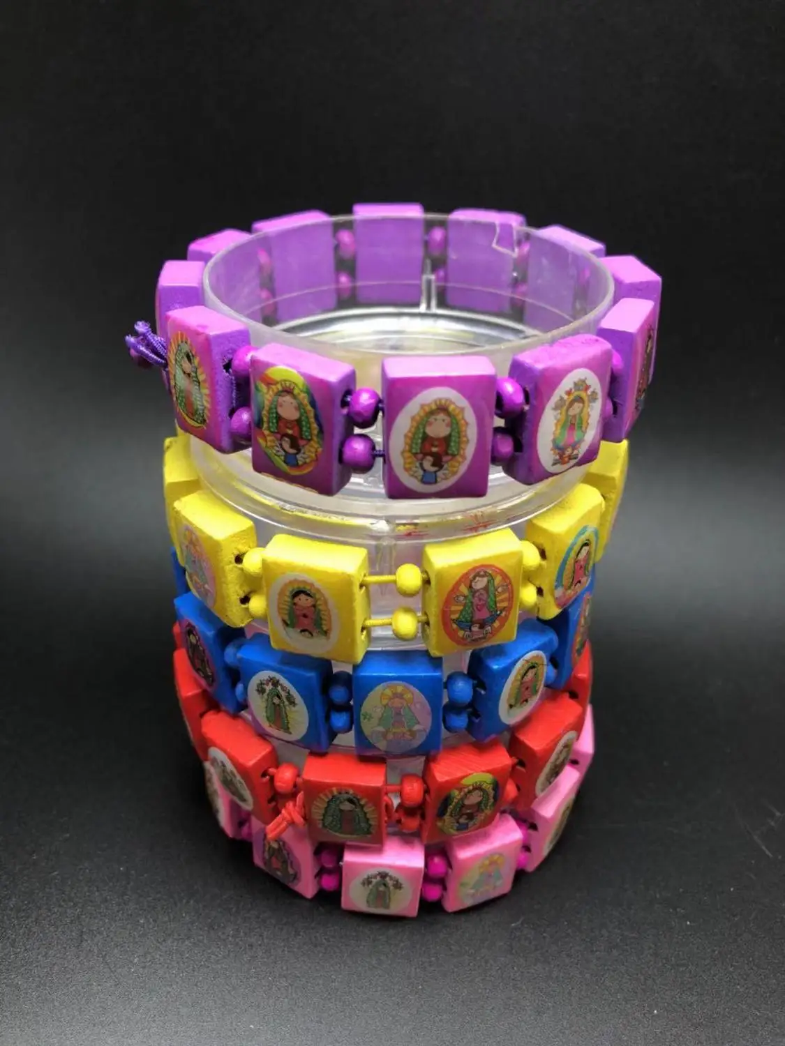 10PCS/pack colorful icon wooden religious Guadalupe rosary bracelet