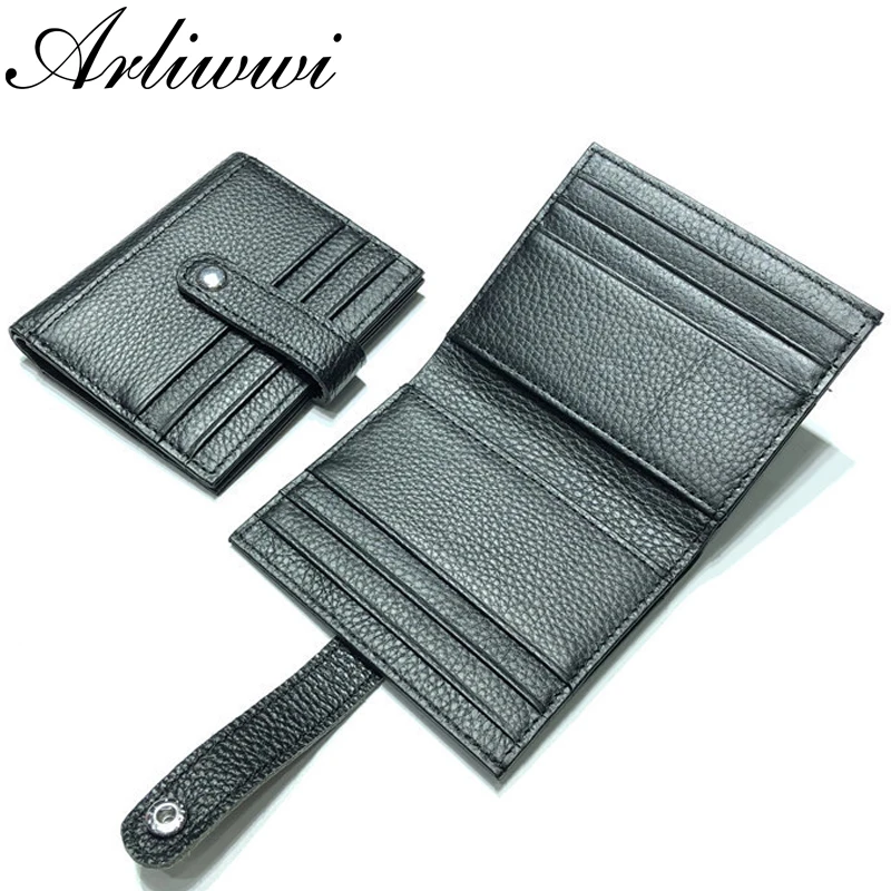 

Arliwwi 100% Real Leather Multi Slot Slim Card Holder High Quality Roomy Candy Colors Credit Card Convenient Wallet Unisex GH05