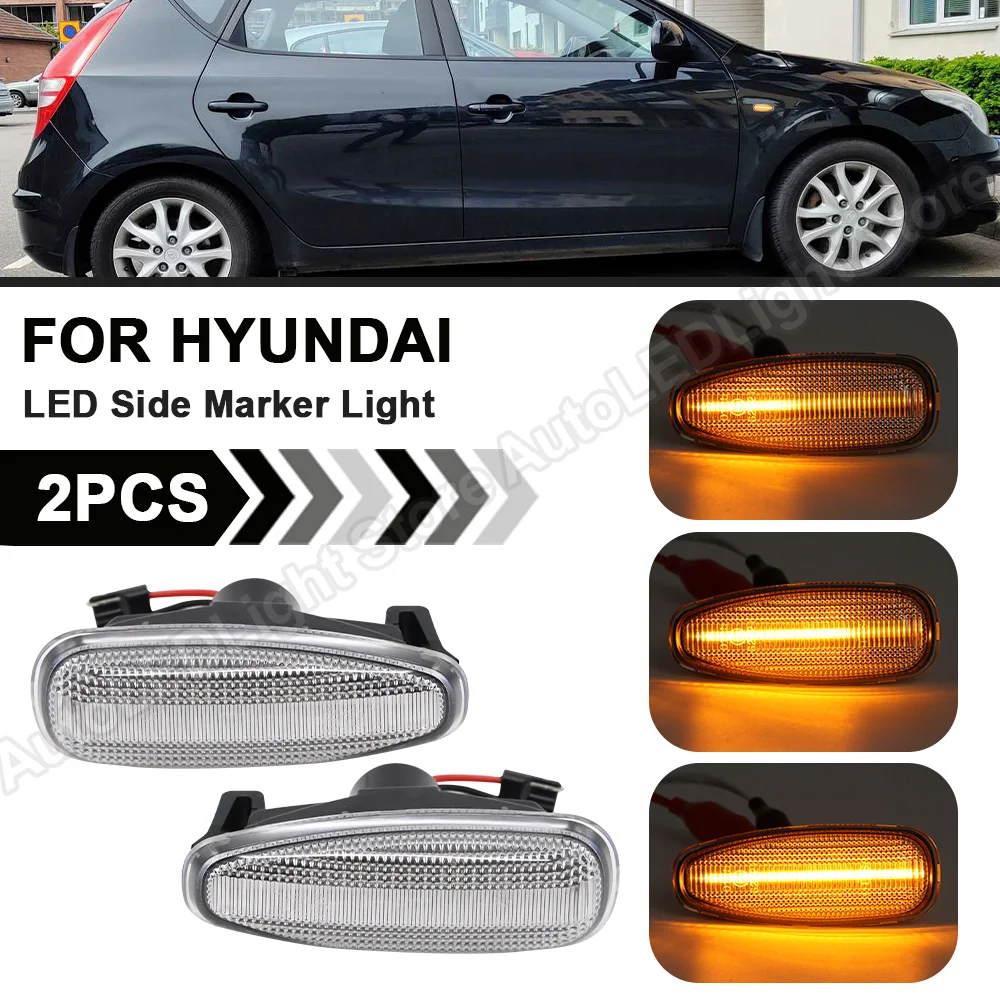 For Kia Pro Ceed Estate Rio III Hatchback Saloon Hyunda i30 Azera Elantra Avante Dynamic LED Side Marker Light Turn Signal Lamp