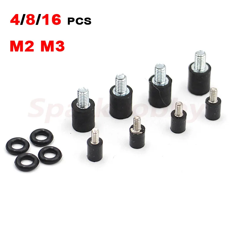 4/8/16PCS M2 M3 2/3mm FPV CC3D F3 F4 F7 Flight Controller FC Anti-Vibration Shock Absorbing Rubber Column Fixed Screw For RC DIY