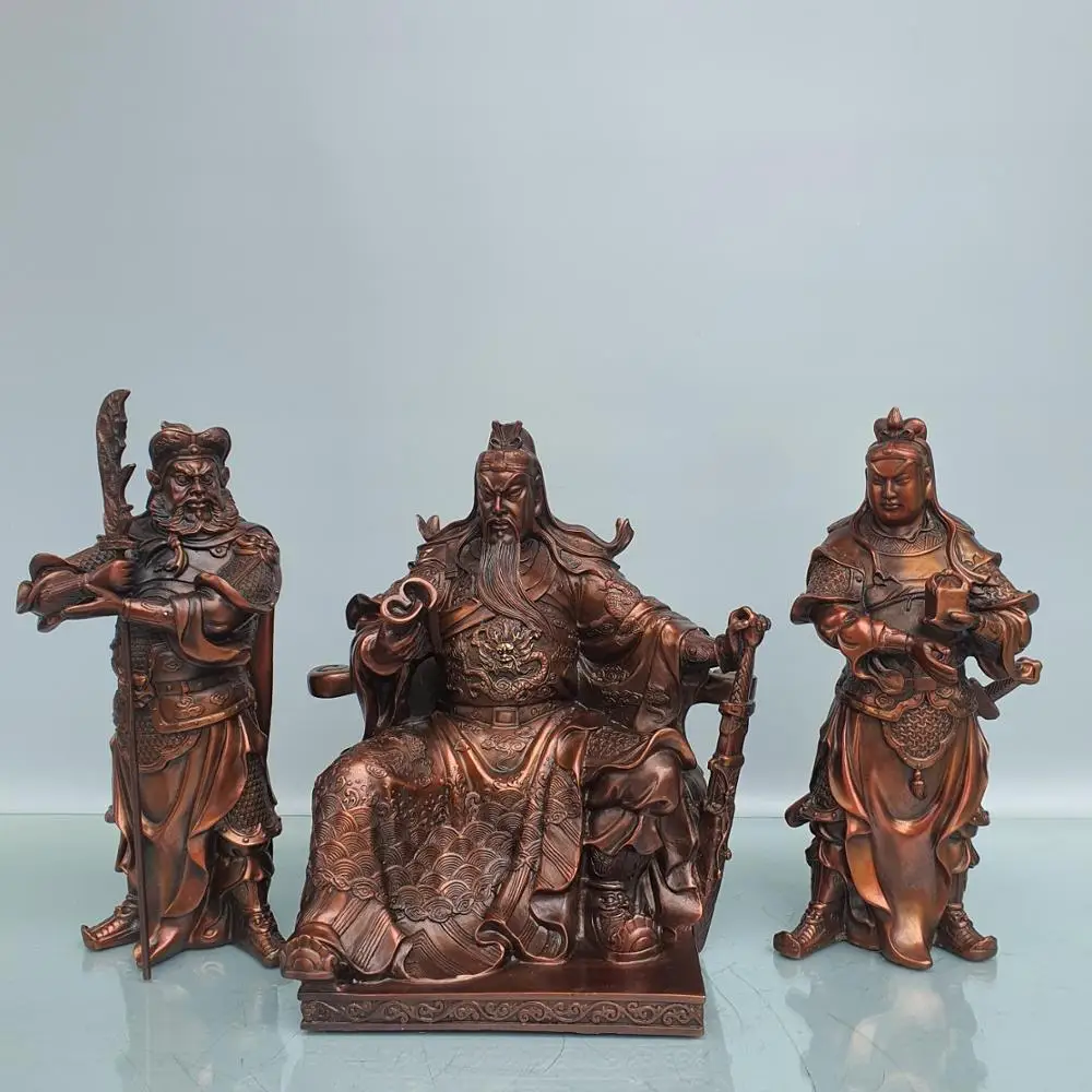 11"Xizang Folk Old Bronze Spring Autumn Guan Gong Statue Follow official seal  of Guan Gong knife Zhongyi Guan Yu view 3